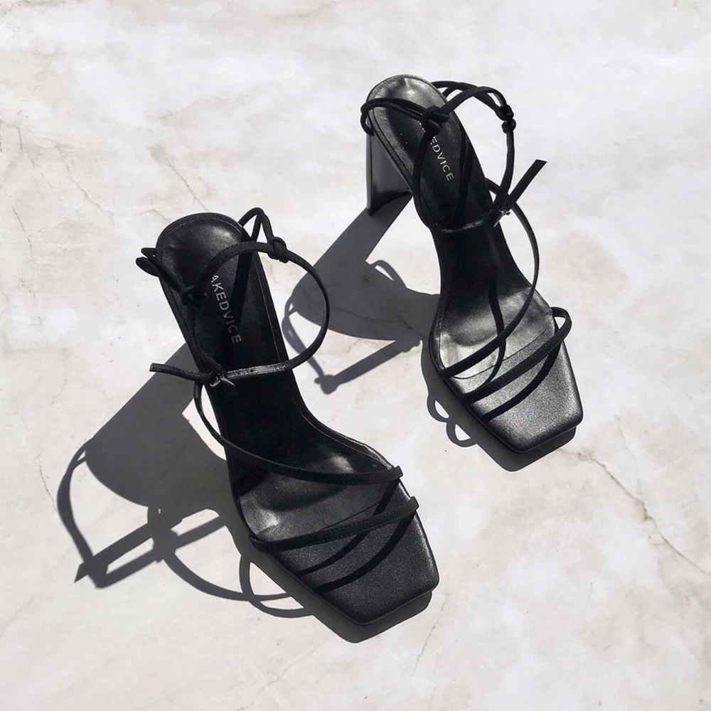 Nakedvice | Black Square Toe Cyrus Heel Size 7